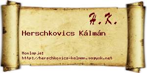 Herschkovics Kálmán névjegykártya